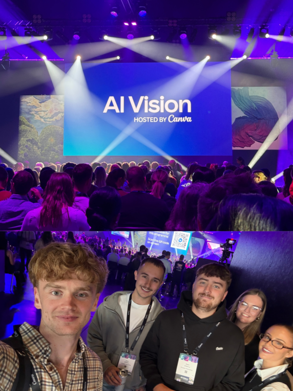 PurplexUK's tweet photo. AI is moving fast, but human creativity still matters. 🎨

Our team attended @canva’s AI Vision event to explore AI in marketing, security and responsible use. 

At Purplex, AI supports our thinking, but people still shape the strategy. 🧠

#AIMarketing https://t.co/EWD1Z77TI1