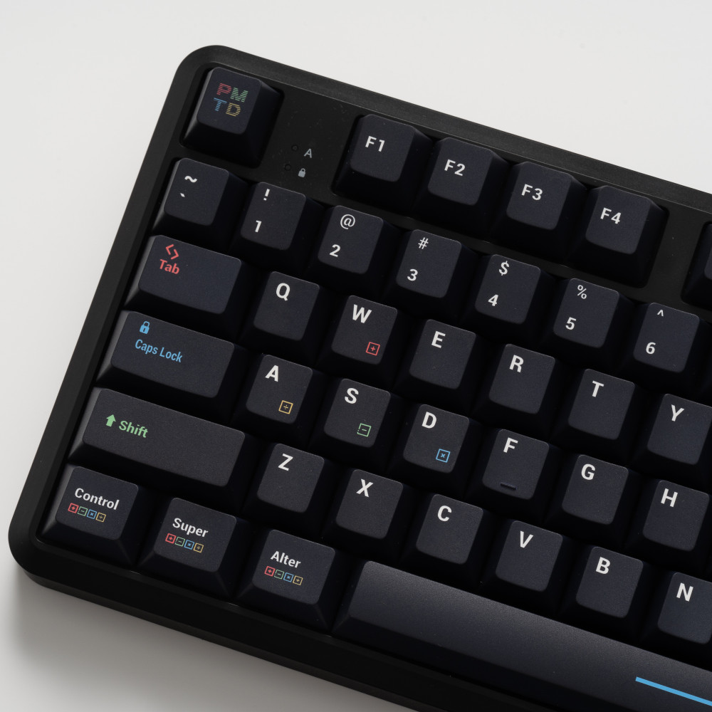 PIIFOXkeyboard's tweet photo. Here is a version tailored for Twitter within the 280-character limit:

Starting the week with retro tech vibes: PMTD. ⚡️

A clean, stealthy upgrade with smooth matte black finish, vibrant RGB accents, and retro pixel typography.
https://t.co/UCoImSWBl1 ⌨️

#piifox #customkeycaps https://t.co/yomp4bWST4