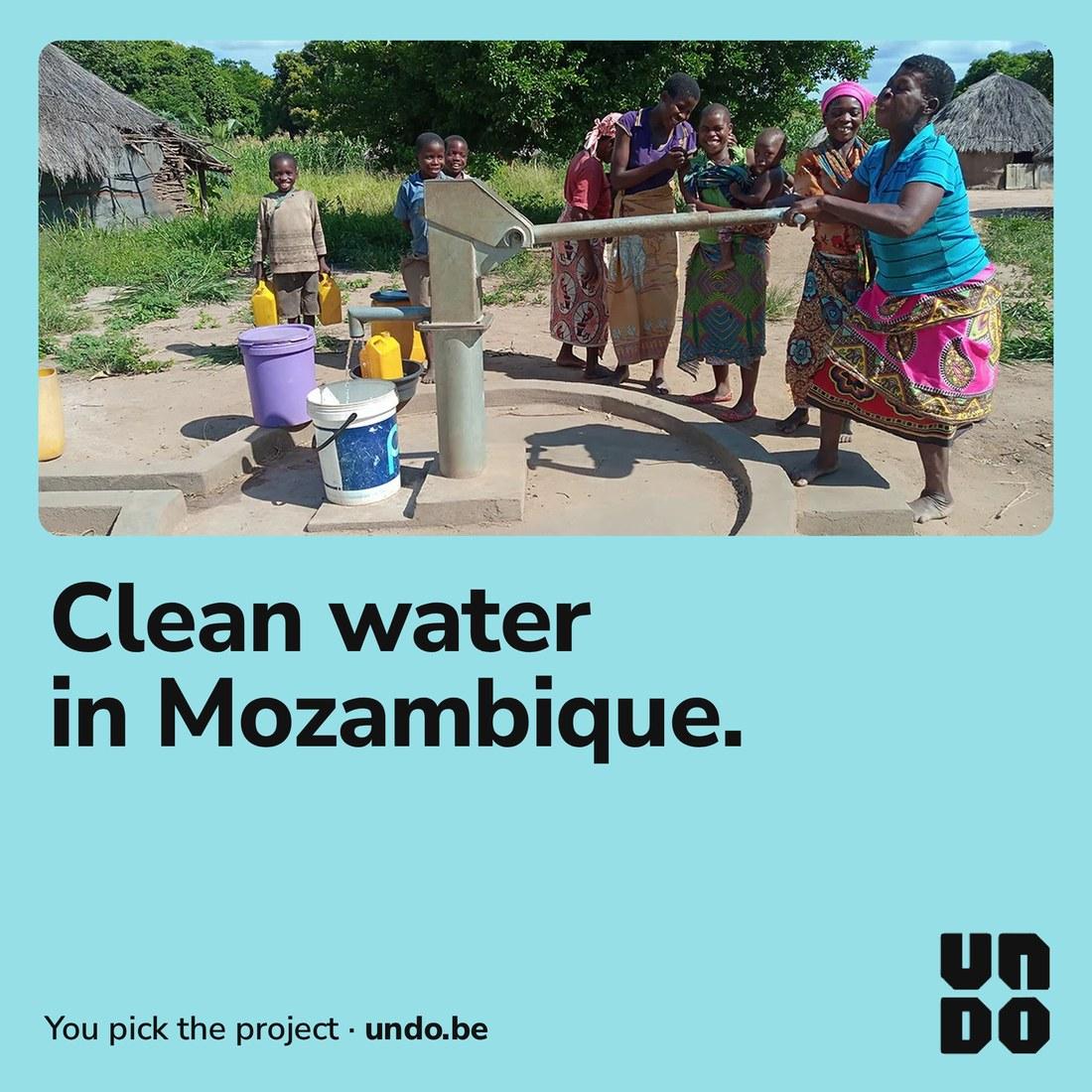 UNDOBelgium's tweet photo. Planter des arbres, c'est une chose. À côté, UNDO soutient quatre projets CO₂ — aujourd'hui : de l'eau potable au Mozambique. Et c'est toi qui choisis lequel dans l'app. https://t.co/LOa6TpsY0f