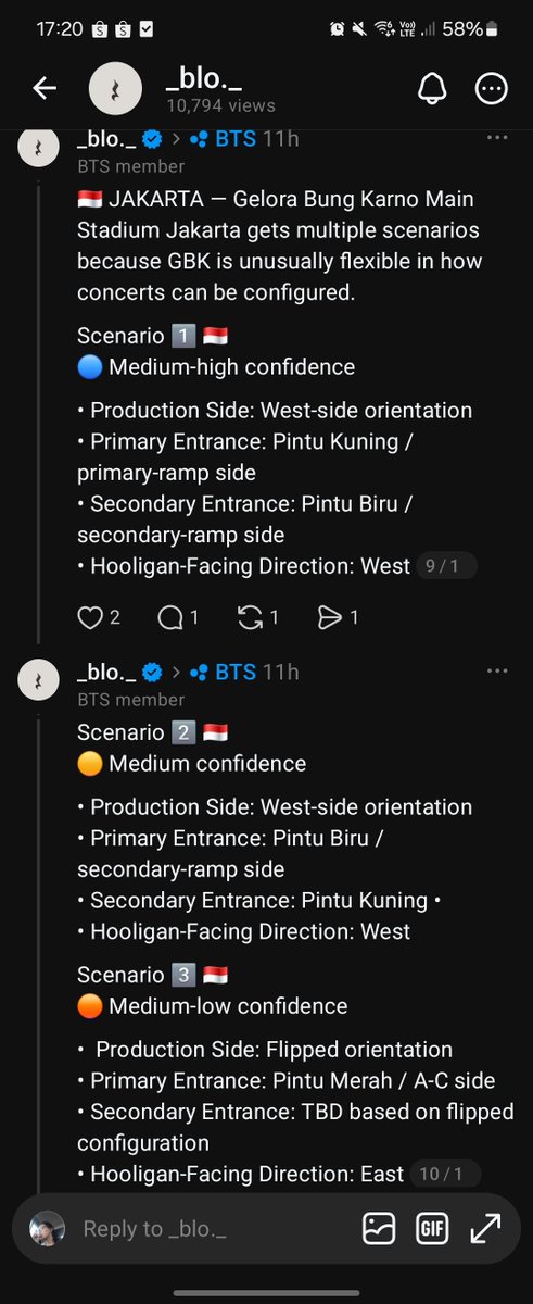uarmyljght's tweet photo. nemu di threads ada yg prediksi arirang jakarta buat pintu masuk dan view saat hooligan awal.

mostly scenario nya condong ke West / VIP A, tp tiket VIP C udh lebih naikkkk klo bener A gmnn yyyyy🫣🫣

menurut kalian view depan akan A / C? https://t.co/Fxw5Vpw7rj