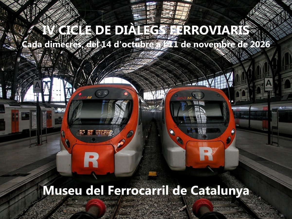 mferrocarrilcat's tweet photo. 🚆 IV Cicle de Diàlegs Ferroviaris

Cinc sessions de divulgació i debat sobre el ferrocarril al Museu del Ferrocarril de Catalunya.

📅 Cada dimecres, del 14/10 a l'11/11
🕕 18 h
📍 Vilanova i la Geltrú
🎟️ Gratuït i obert a tothom

https://t.co/yQYQGWLGU4

#DiàlegsFerroviaris https://t.co/BgBbqgOJIg