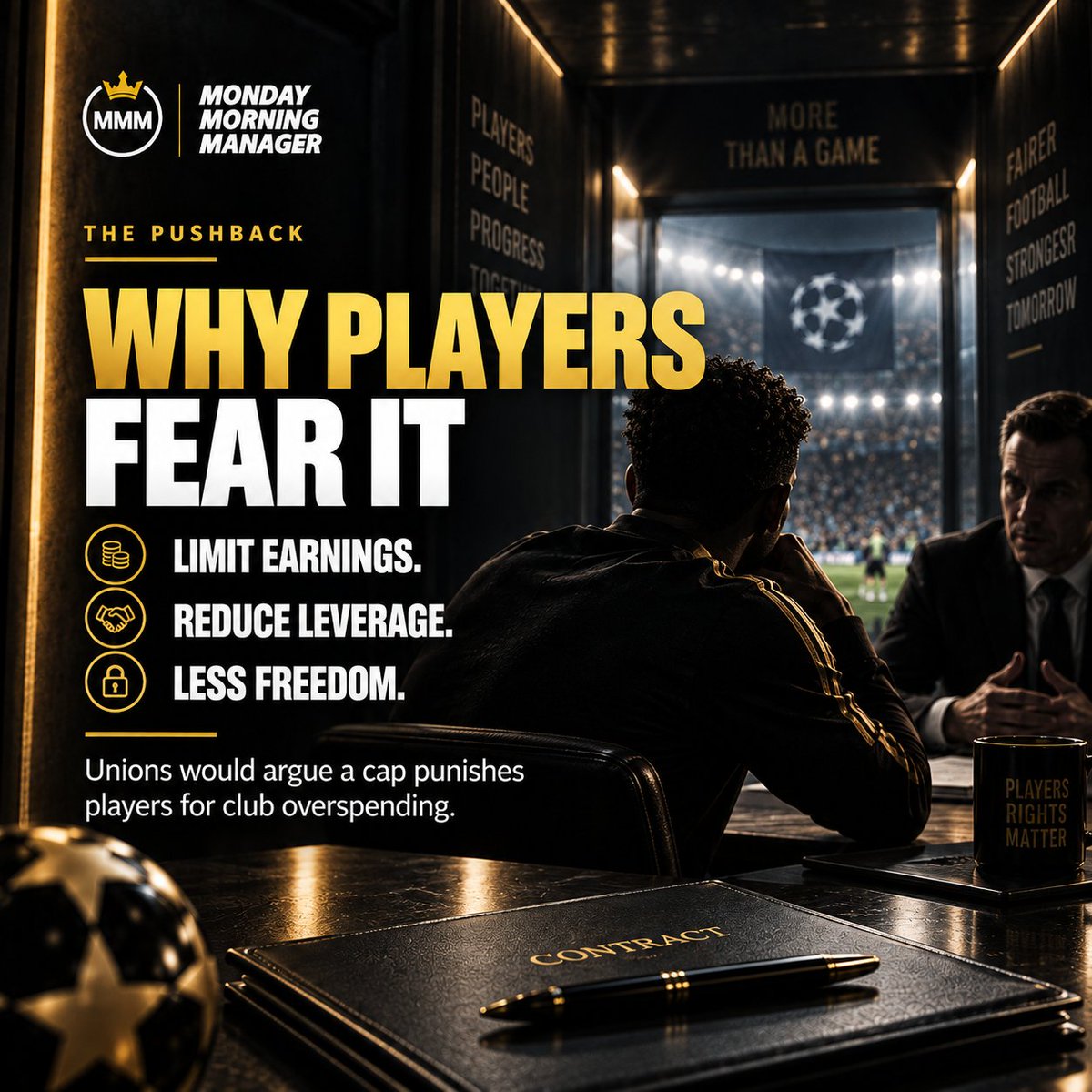 monday_manager's tweet photo. 💰 Salary caps in European football?

Club owners want the idea explored as wages, transfers and agent fees keep rising.

But it could change more than spending - it could reshape recruitment and development.

Would it improve football?

🟢 Yes 🟡 Depends 🔴 No

#Football #UCL https://t.co/mzgGOROPoZ