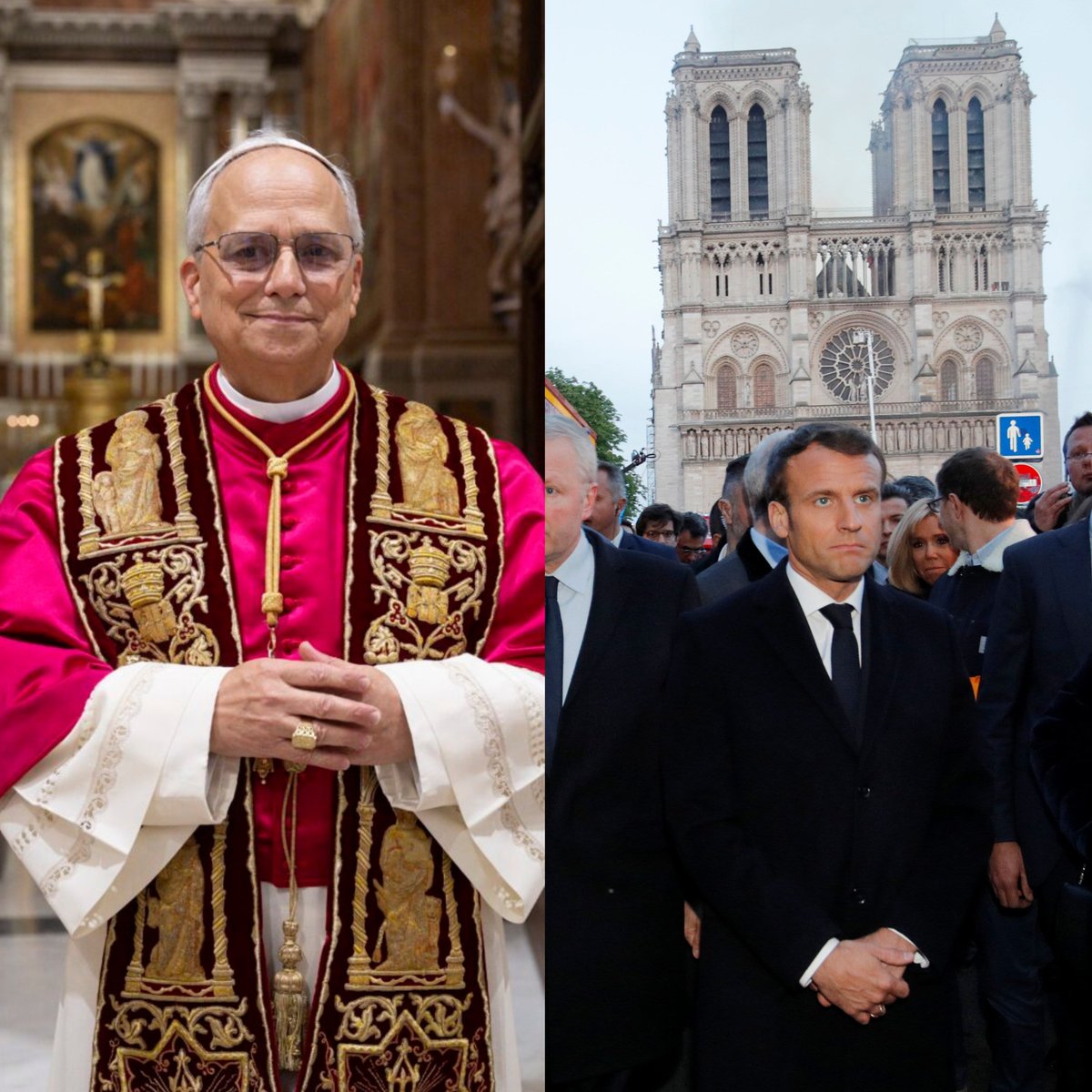 CatholicArena's tweet photo. 🚨 The Vatican REJECTED a request from Emmanuel Macron to accompany Pope Leo XIV at Notre Dame Cathedral during his visit to Paris 

The focus of the visit is FAITH https://t.co/N7zM5yK4ji
