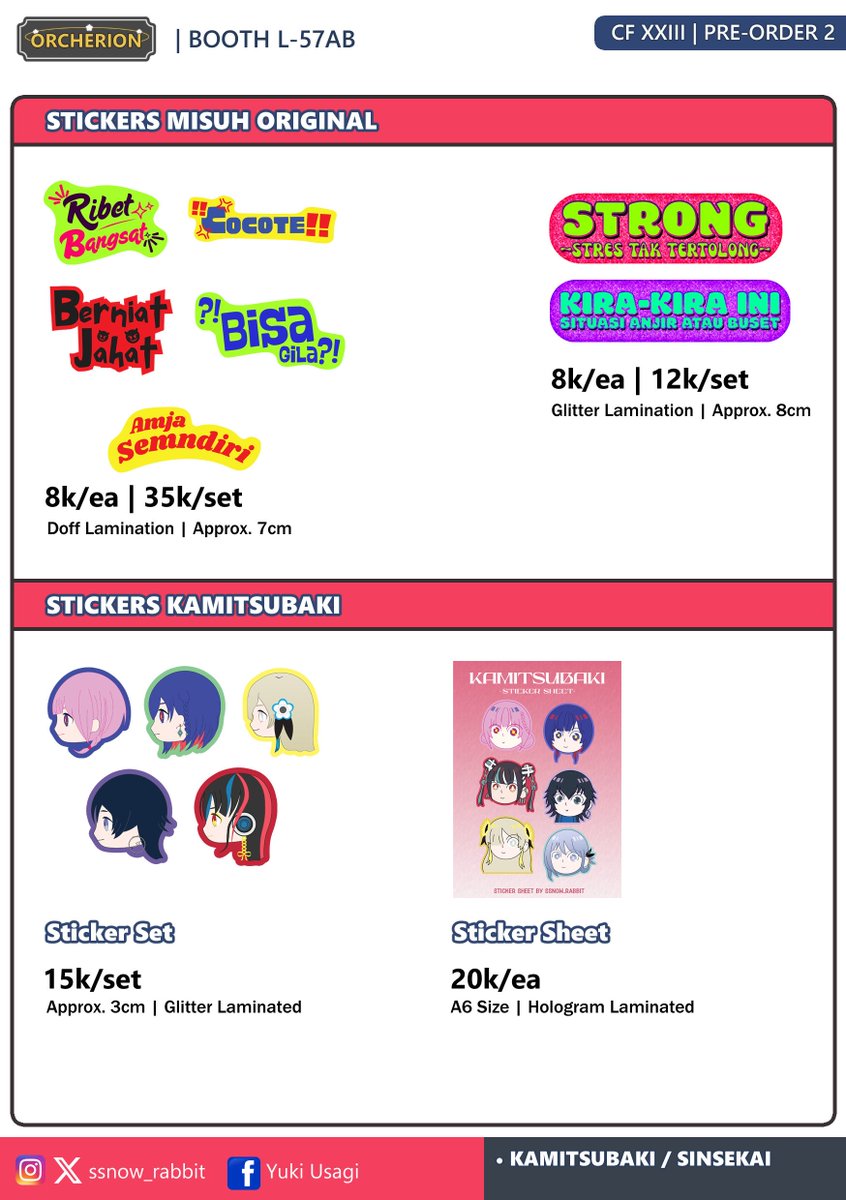 ssnow_rabbit's tweet photo. [♡ &amp; ↻ are very appreciated!] 
sssui's #CF23 Pickup &amp; Mail Order Batch 2 Open!

PO Period: Sept 21 - Oct 5 2026
Pickup OTS avail on both days at L-57

(KAMITSUBAKI/SINSEKAI, Original)

🔗 : https://t.co/vL2SNS0H4G

#cf23catalogue #cf23catalog #cf23katalog https://t.co/mYVNN7YOXJ