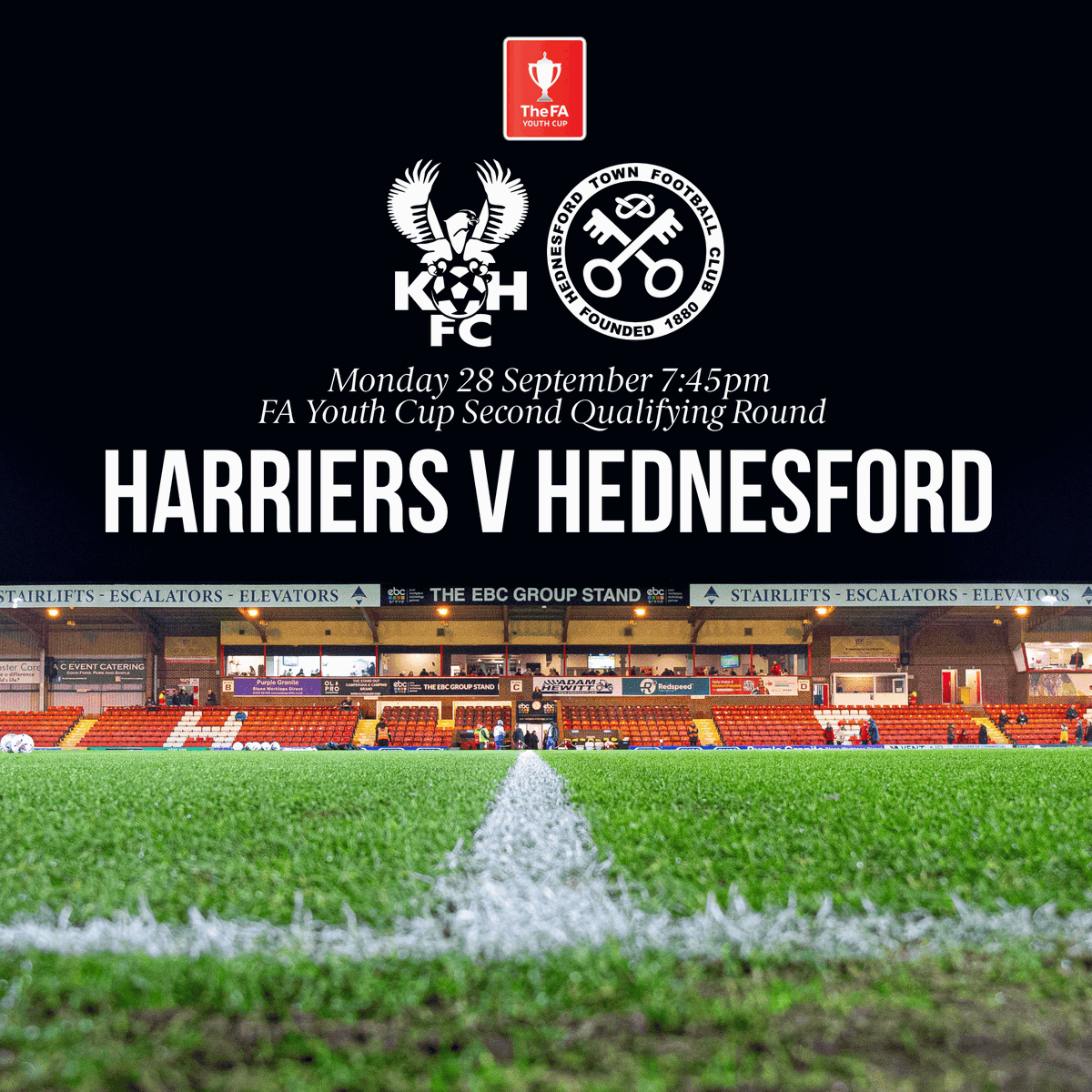 khfcofficial's tweet photo. 🏆 Monday night (28th) sees @harriersacademy host Hednesford in the FA Youth Cup Second Qualifying Round. 

🎟️Tickets are on sale now - come and support the young Reds!
https://t.co/t13AHlNeZL

#Harriers 🦅 https://t.co/SjVGSKnxMC