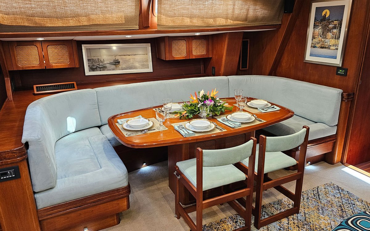 OCyachts's tweet photo. Discover EAGLE'S NEST.

A 24m Gulfstar sailing yacht, built in 1986 to a practical bluewater standard and comprehensively refitted in 2018. New wiring, electrical systems and navigation electronics reset her operational baseline, giving a buyer proven offshore capability paired with a current specification.

Below deck, the three-stateroom layout accommodates six guests in a light, welcoming interior, with a main salon designed for an easy flow between lounging and dining, at anchor or underway.

Asking price is USD 1,650,000.
🔗 https://t.co/MAYxTGcLDo