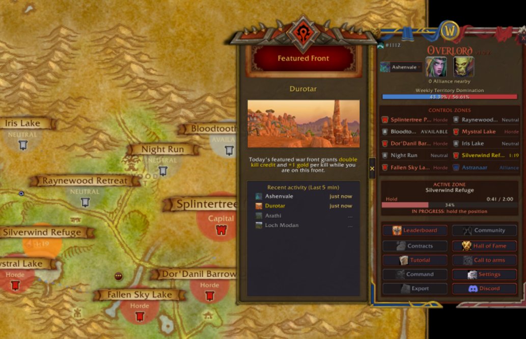 TromaFR's tweet photo. 🚨 Overlord Forever World PvP add-on UP on CurseForge !

Horde is starting to capture Ashenvale, and domination bar goes red. 

WILL ALLIANCE COUNTER THAT ?!

🔽Download at: 

https://t.co/vQZ1oIMFt7

@Xaryu @SavixIrL @pikaboowow @payowow @sonii @Shobektv @JLuuxiA