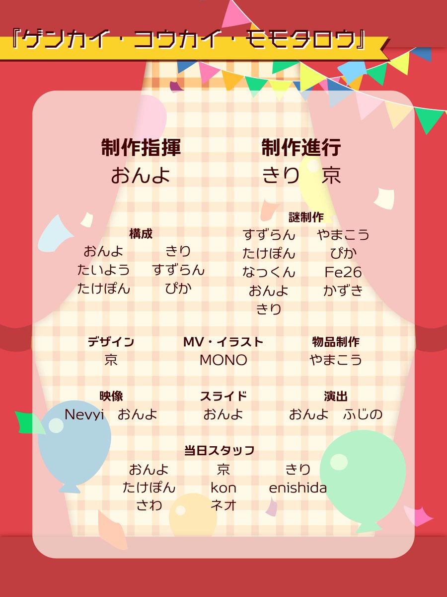 algo6le's tweet photo. 【🎈#algoフェス2026 クレジット（1/4）⭐️】

改めまして、先日はalgoフェス2026にお越しいただき誠にありがとうございました！

最後に、algo最大規模となる本イベントを一緒に創り上げてきた、大勢の仲間たちを紹介させてください。

#アルゴモモタロウ
#アルゴ箱入り娘
#アルゴ落とせ https://t.co/nC5NiBJtmC