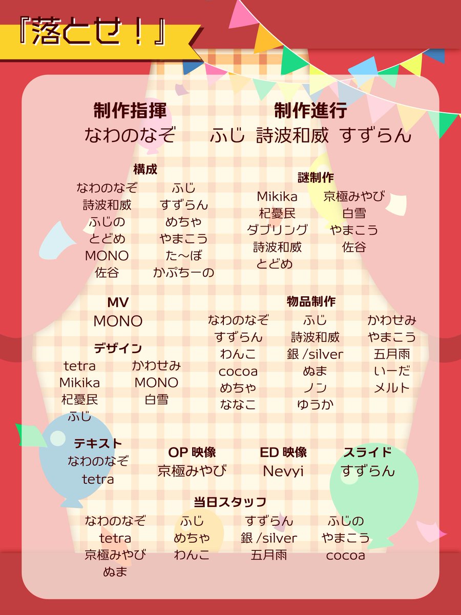 algo6le's tweet photo. 【🎈#algoフェス2026 クレジット（1/4）⭐️】

改めまして、先日はalgoフェス2026にお越しいただき誠にありがとうございました！

最後に、algo最大規模となる本イベントを一緒に創り上げてきた、大勢の仲間たちを紹介させてください。

#アルゴモモタロウ
#アルゴ箱入り娘
#アルゴ落とせ https://t.co/nC5NiBJtmC
