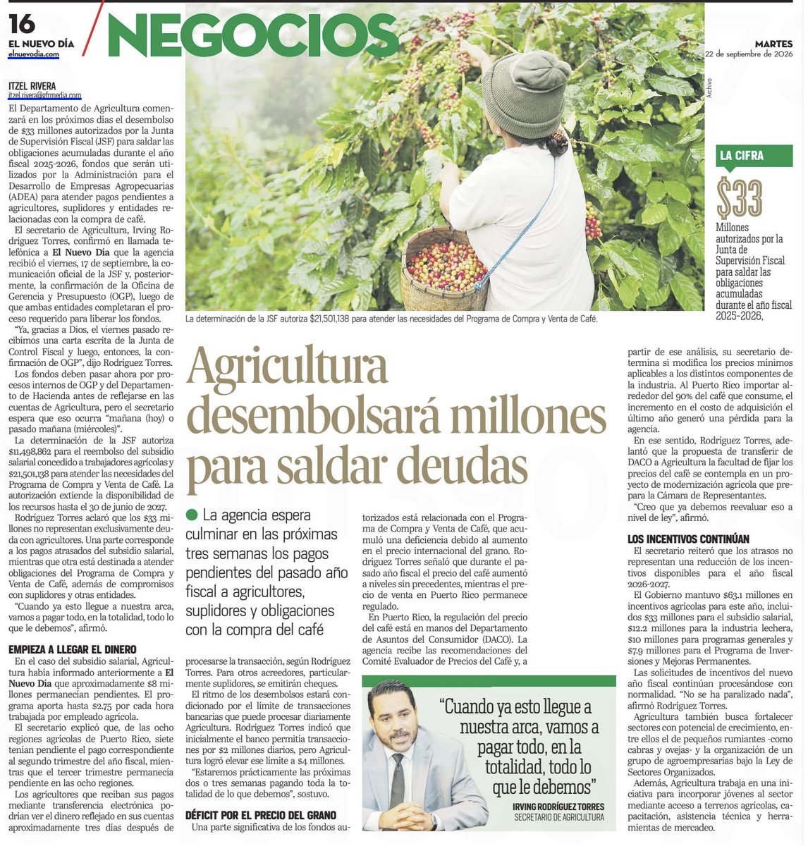 DiasporaPIP's tweet photo. ¡Respaldo a la tierra! 🌾 Asignan $33M a Agricultura para saldar deudas atrasadas con agricultores. Retener pagos a quienes nos alimentan es inaceptable. El PIP impulsará la soberanía alimentaria, pagos a tiempo y protección a la Reserva Agrícola. 🚜🇵🇷 #DPIP https://t.co/zNRY8HMal4