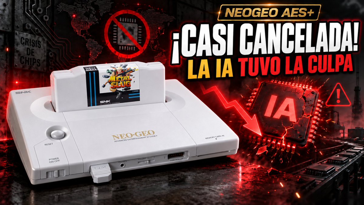 LaNaveRETRO's tweet photo. 🚨 NEO GEO AES+ CASI FUE CANCELADA. Una vez más, por culpa de la IA

Estas son las recientes declaraciones del director del proyecto de SNK y Plaion para la nueva NEO GEO AES+ durante el reciente Tokio Ganes Show 2026:

«Estuvimos a punto de desaparecer»: el responsable de Neo Geo explica el rediseño forzado que ha retrasado AES+

Plaion revela cómo la escasez de chips provocada por la inteligencia artificial estuvo a punto de cancelar por completo la NEO GEO AES+.

El director responsable del regreso de la Neo Geo AES, desarrollado por SNK y Plaion, ha explicado cómo la escasez mundial de chips obligó a rediseñar la consola. Este contratiempo ha provocado el retraso de casi un año anunciado recientemente y estuvo muy cerca de causar la cancelación total del proyecto.

La NEO GEO AES+ fue anunciada a comienzos de este año con compatibilidad total con los cartuchos originales de Neo Geo de los años 90 y varias mejoras destinadas a modernizar y facilitar su uso. Sin embargo, varios meses después de abrirse las reservas, Plaion y SNK anunciaron un retraso de diez meses, trasladando su lanzamiento a septiembre de 2027.

Durante una entrevista concedida a VGC en el Tokyo Game Show, Ben Jones, director de hardware y software de Plaion, explicó que el retraso se produjo porque no pudieron conseguir los chips de memoria necesarios para fabricar la NEO GEO AES+. Esto les obligó a replantearse el funcionamiento interno de la consola.

««Después de anunciar AES+, recibimos una respuesta increíble y un número realmente importante de reservas», explicó Jones. «Así que pasé inmediatamente a la fase de aprovisionamiento y comuniqué a nuestros socios en Asia cuáles eran nuestras necesidades. Ha sido la primera vez que me han rechazado un pedido de chips, y llevo casi veinte años trabajando en este sector para Plaion».

«Mi reacción fue: “¿Cómo que no podéis conseguir estos chips?”. Y la respuesta fue: “Por la IA”».»

Jones se refiere a la actual escasez mundial de chips, provocada en buena parte por la enorme demanda de los centros de datos dedicados a la inteligencia artificial. Esta situación está encareciendo considerablemente muchos dispositivos electrónicos de consumo, ya que la disponibilidad de memorias es cada vez más limitada.

El tipo concreto de memoria que Plaion necesitaba para AES+, denominado Parallel NOR Flash, estaba «prácticamente agotado», según Jones.

««Viajé personalmente a Taiwán para reunirme con estas empresas y comprobar si existía alguna posibilidad de conseguirla. La espera era de seis meses solo para saber si aceptarían tenernos en cuenta».»

El director aseguró a VGC que existió un riesgo real de que la consola tuviera que cancelarse por completo. Afortunadamente, sus ingenieros encontraron una posible solución utilizando la tecnología que ya habían desarrollado para los cartuchos de AES+.

««Ya habíamos fabricado los dos chips ASIC de los cartuchos, que se encargan de gestionar los chips de memoria y enviar la información a la propia consola. Teníamos miles de estos chips preparados para fabricar los cartuchos», explicó Jones.

«Teniendo esto en cuenta, nos propusimos encontrar una alternativa utilizando lo que se conoce como Serial NOR Flash. Básicamente, ofrece una función similar a la memoria paralela, pero como Neo Geo solo utiliza memoria flash paralela, es necesario realizar una conversión que permita usar memoria flash en serie. Esta última tiene mucha mayor disponibilidad y sí puede conseguirse»