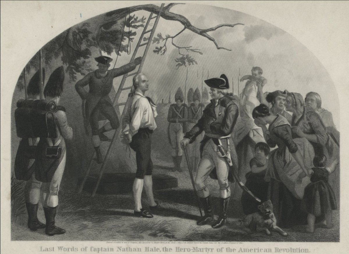 realDianaWest's tweet photo. Nathan Hale (1755-1776). “I only regret that I have but one life to give for my country." 250 years ago today. https://t.co/culqDkLQbs