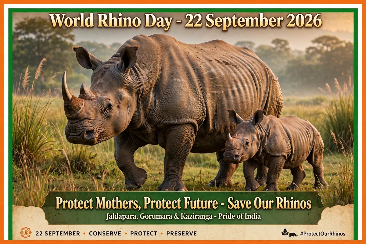 DattaSubi's tweet photo. World Rhinoceros Day, 2026
 Save Nature Save Rhin
 Coexistence of Animals and Humans. https://t.co/qjjcWxUftM