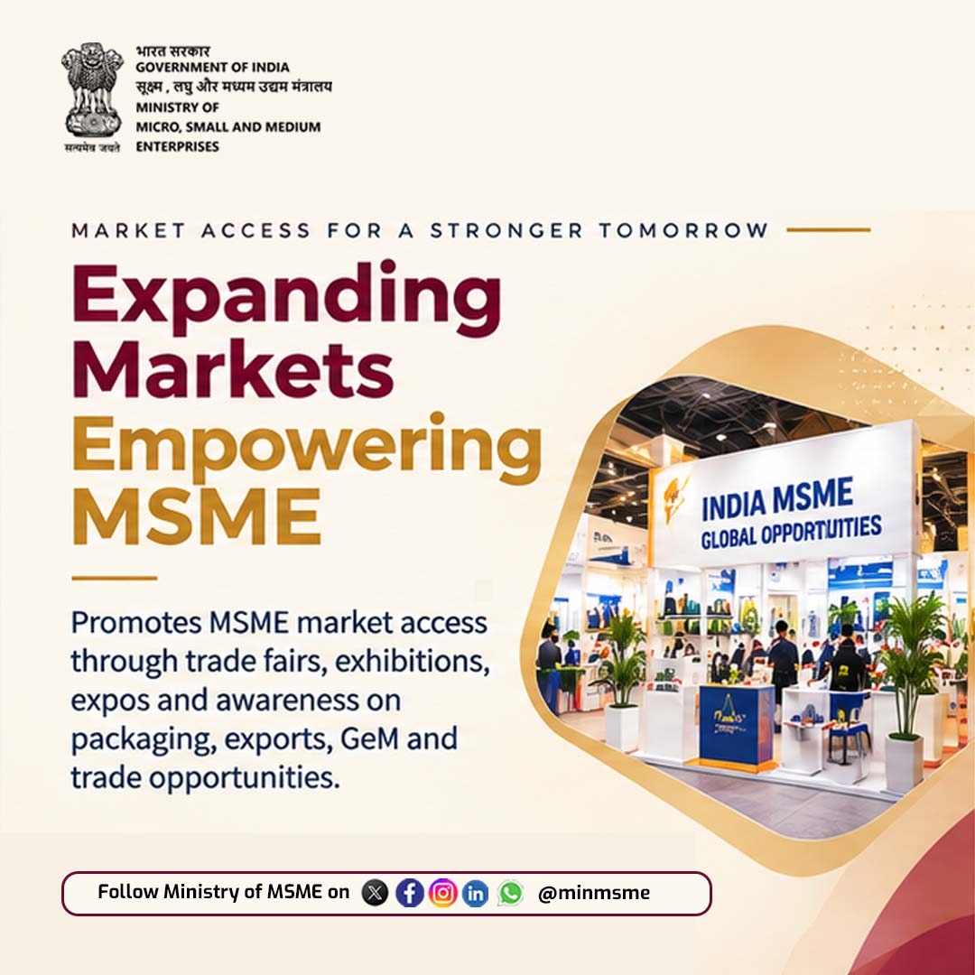 minmsme's tweet photo. Enhance Your Market Presence with the PMS Scheme. The Procurement and Marketing Support Scheme assists MSMEs in expanding market access through participation in trade fairs, improved packaging, marketing strategies, and GeM onboarding.

#UdyamiBharatViksitBharat #MSME #entrepreneur #employment #empowerment