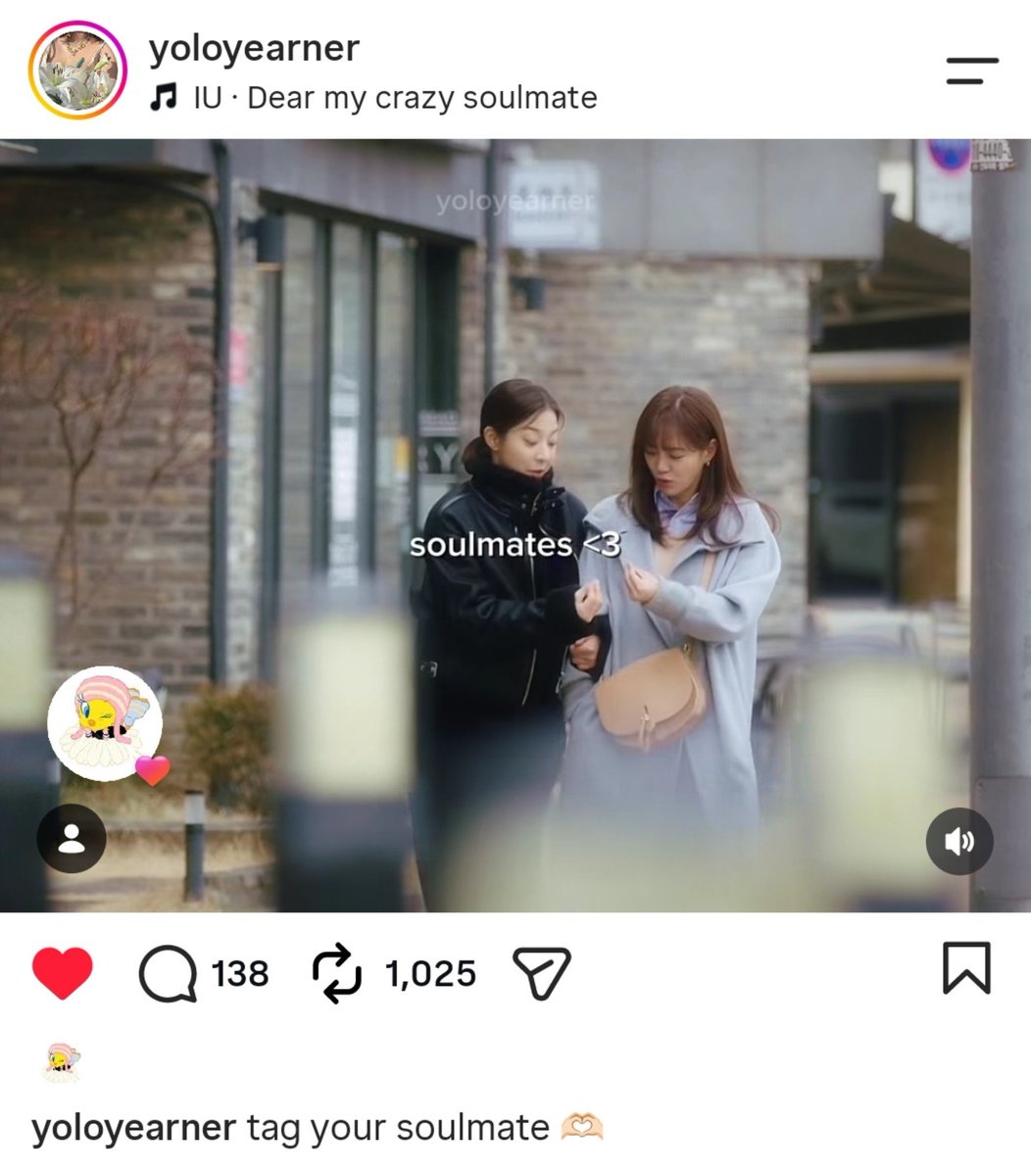ioiuaena's tweet photo. iu liked a ramyeon besties (shin hari &amp; jin youngseo) x dear my crazy soulmate edit on instagram 🫶 

my iu sejeong crumbs 🐥🐢💞 https://t.co/2l3LOlElGN