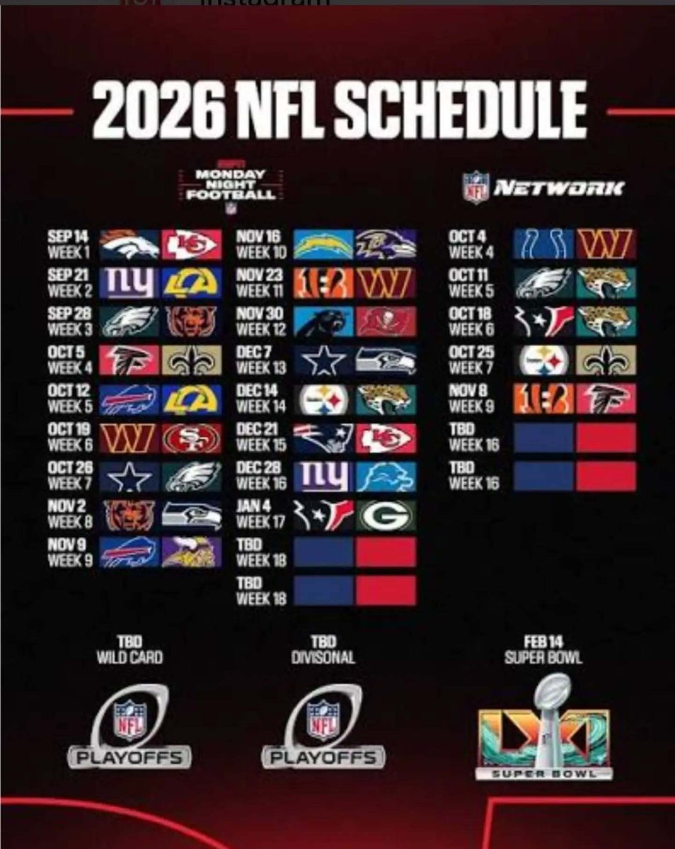 JZilla666's tweet photo. Monday Night Football schedule 
🏈
#nfl #football #giants #rams #mnf https://t.co/8tCkQD5VN7