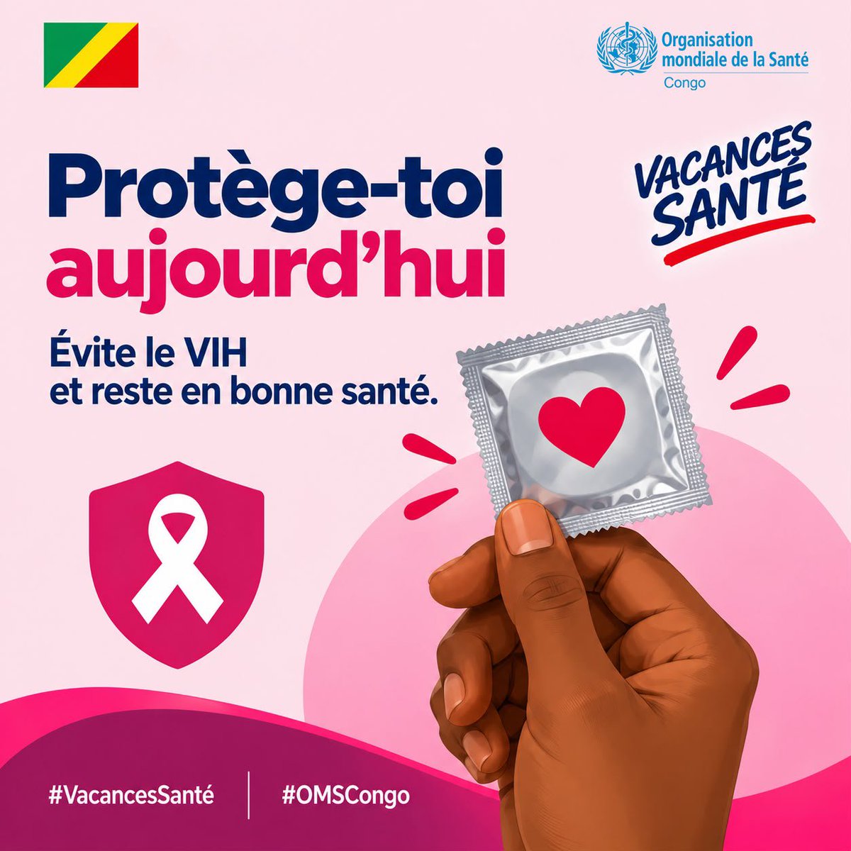 RonciaMATSONDA's tweet photo. En vacances, protège aussi ta #santé ! Le préservatif, correctement utilisé, aide à prévenir le #VIH et d’autres IST. Un petit geste qui compte pour profiter de tes vacances en toute sérénité.
#VacancesSanté #OMSCongo https://t.co/sXxwcxk7uc