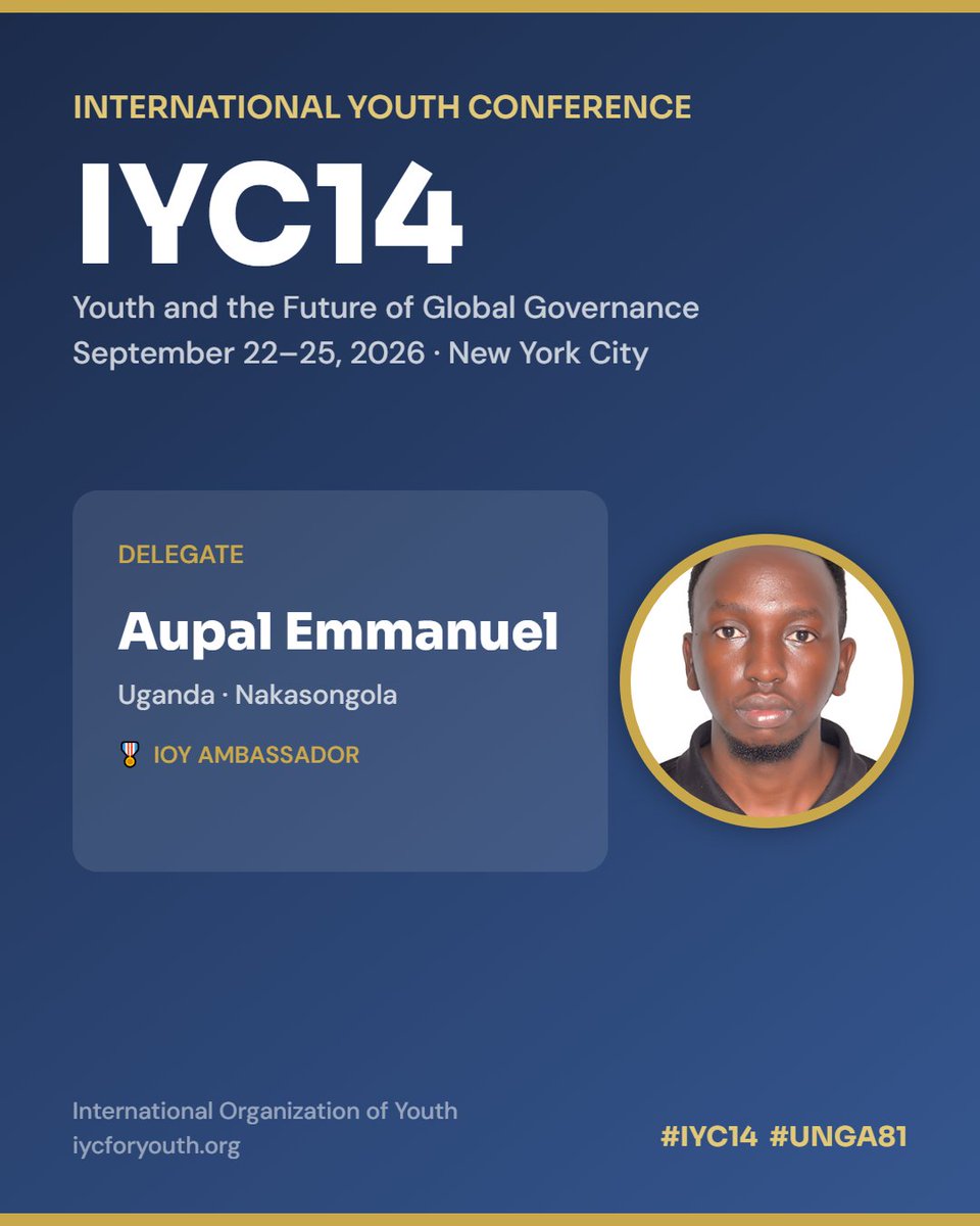 AupalEmmanuel's tweet photo. The International Youth Conference 14 kicks off in New York, USA 🇺🇸 today

For virtual attendees like I in Uganda, the first session starts at 12pm USA time

AI, Technology, and the Future of the Global Governance will be the first topic👇🏾

https://t.co/57zPF5LSXy

#IYC14 #UNGA81 https://t.co/dxVjkahpkC