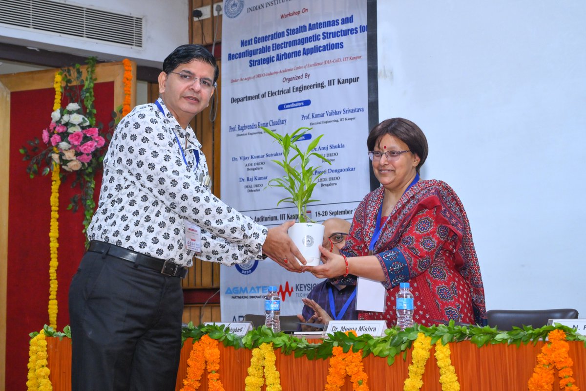 IITKanpur's tweet photo. IIT Kanpur Hosts Workshop on Next-Generation Stealth Antennas and Reconfigurable Electromagnetic Structures for Strategic Airborne Applications

The Department of Electrical Engineering, IIT Kanpur, organised a three-day workshop on “Next-Generation Stealth Antennas and Reconfigurable Electromagnetic Structures for Strategic Airborne Applications” under the aegis of the DRDO-Industry-Academia Centre of Excellence (DIA-CoE), IIT Kanpur.

The workshop brought together 70 participants from India’s defence, academic, research and industrial ecosystem, with representation from RCI, ADE, LRDE, DLRL, DMSRDE, ITR, CFEES and CEMILAC, along with experts from IITs, IIITs, universities, research institutions and technology companies.

Featuring 15 technical sessions, a panel discussion, industry interactions, an exhibition and laboratory visits, the programme covered stealth antennas, radar cross-section (RCS) analysis, reconfigurable metasurfaces, infrared camouflage, advanced electromagnetic materials, manufacturing technologies for stealth systems and radar technologies.

The workshop was inaugurated by Dr. N. Ranjana, Outstanding Scientist and Director, DFTM, DRDO, in the presence of Prof. Jayandharan G. Rao, Dean, Research & Development; Prof. Saikat Chakrabarti, Head, Department of Electrical Engineering; Dr. Meena Mishra, Director, DIA-CoE; Prof. Kumar Vaibhav Srivastava; and Prof. Raghvendra Kumar Chaudhary, IIT Kanpur.

The workshop which successfully concluded on 20 September 2026, strengthened collaboration among DRDO scientists, academic researchers and industry experts, providing a platform to advance next-generation electromagnetic technologies and indigenous technologies for future strategic airborne applications.

#IITKanpur #DRDO #DIACoE #DefenceTechnology #StealthTechnology #Electromagnetics #RadarTechnology #Aerospace #StrategicAirborneSystems #ResearchAndInnovation #MakeInIndia