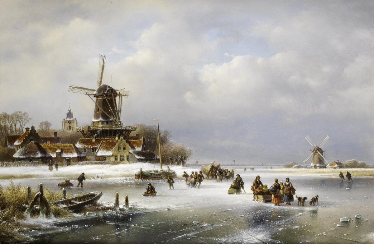 TheNewPainting's tweet photo. "Art is the foundation of our culture."

#HistoryofPainting
Lodewijk Johannes Kleijn (14 August, 1817 - 11 March, 1897) was an Dutch impressionist painter.

​#FreeArtExhibition
Villagers on a frozen waterway, 19th century dutch impressionist art.

Source/🖼: Bonhams gallery https://t.co/43QrcyOWLi