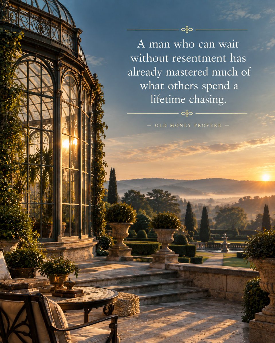 _ToTheMen_'s tweet photo. Patience is not standing still; it is trusting your standards while time does its work.
What is built with patience rarely needs to announce itself.
#Patience #LongGame #DelayedGratification #LongTermVision #SteadyProgress #MentalDiscipline #CalmMind #OldMoney #LifePhilosophy https://t.co/baerL4L4Xi