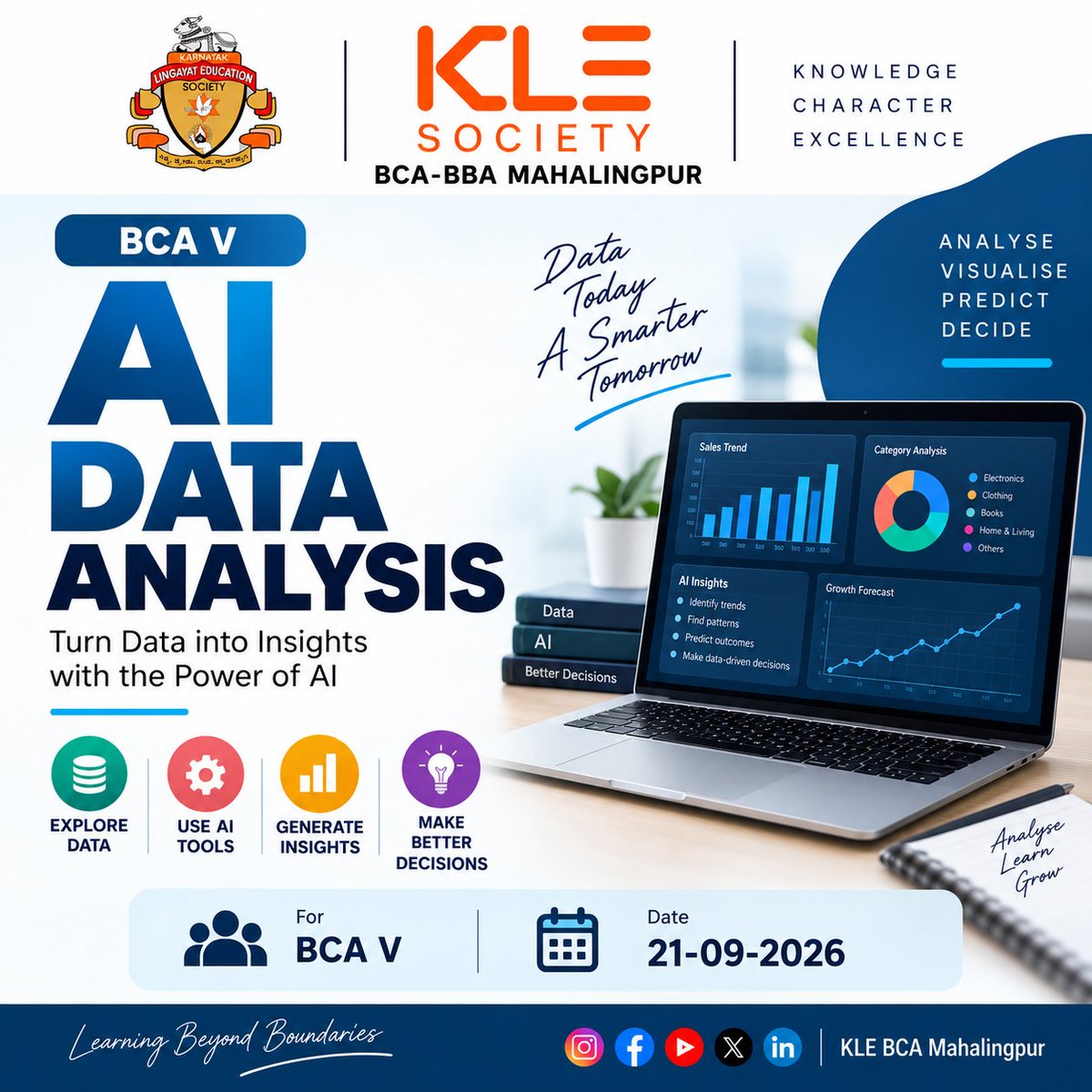 klebcamlp's tweet photo. ππ€ **AI DATA ANALYSIS | BCA V SEM**
BCA V Semester students explored how **AI can transform data into meaningful insights and smarter decisions.**
#AIDataAnalysis #AIHackathon2026 #DataAnalytics #ArtificialIntelligence #BCAStudents #klebcamahalingapur https://t.co/V12uE57IBH