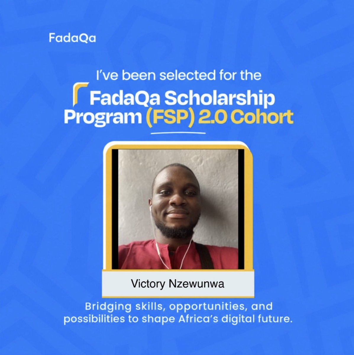 VicksonMichael's tweet photo. I’m so excited to begin this new journey.
Thank you @FadaQa_ for this opportunity.
#FadaQaTechScholars
#FSP2.0 https://t.co/ZAKIAgwmf9