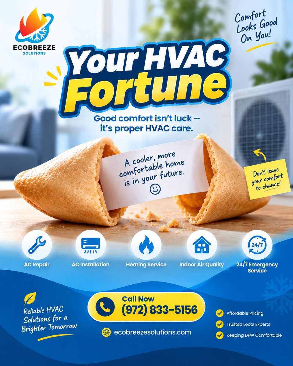 ecobreeze0's tweet photo. Your HVAC Fortune

#EcoBreeze #DallasHVAC #DFWHVAC #HVACTips #ACRepair #TexasHeat #HVACHumor

https://t.co/tEJ7thxt4v https://t.co/kkWnddVln0