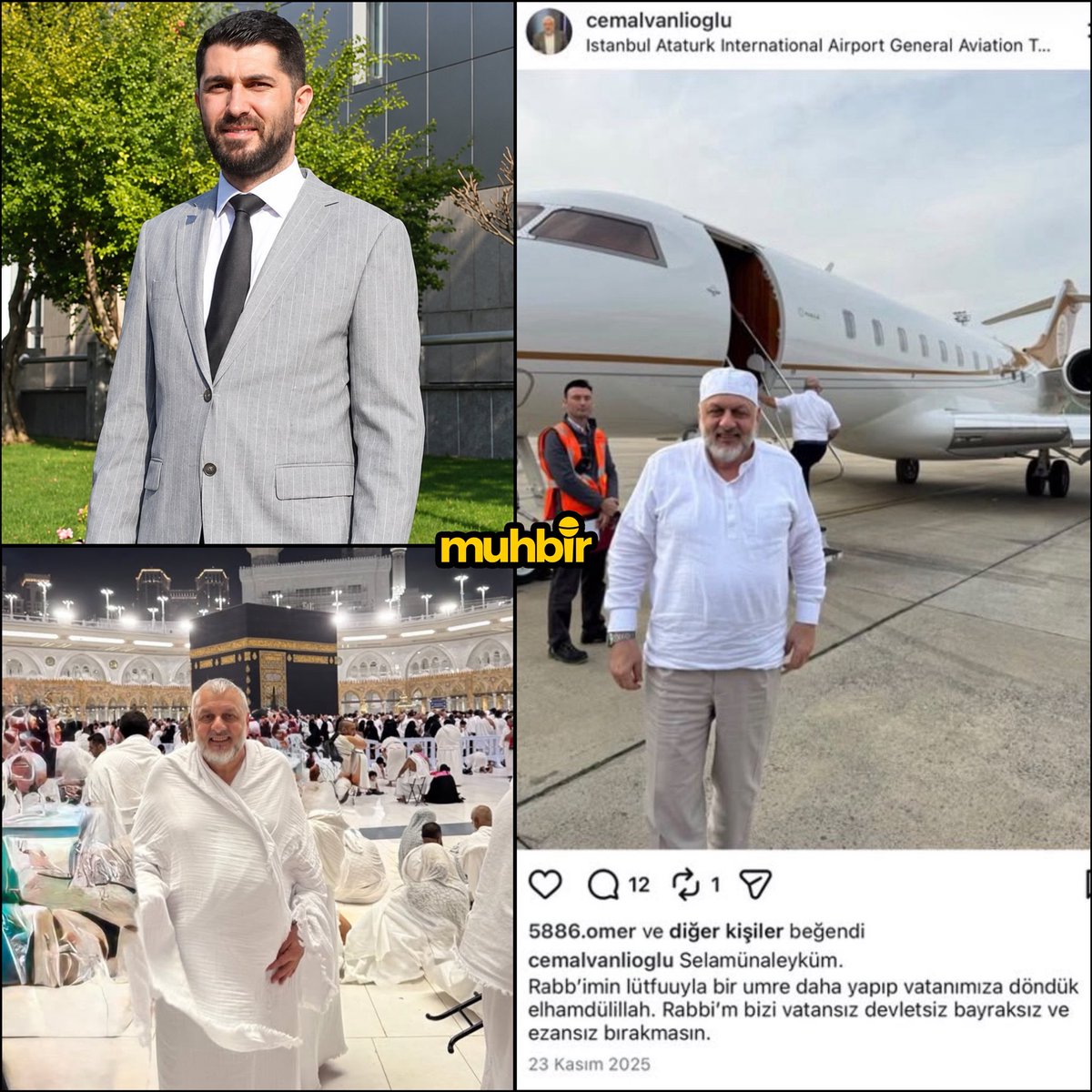 ajansmuhbir1923's tweet photo. Fon skandalında gözaltına alınan Pusula Yatırım Holding Yönetim Kurulu Başkanı Serdar Turhan’ın, sahibi olduğu özel jet ile umre seyahatleri düzenlediği ortaya çıktı.

Lüks jetle seyahat eden yolcuların arasında emekli vaiz Cemal Vanlıoğlu ile Cübbeli Ahmet’in damadı Esat Palazoğlu'nun da yer aldığı öğrenildi. (Sözcü)