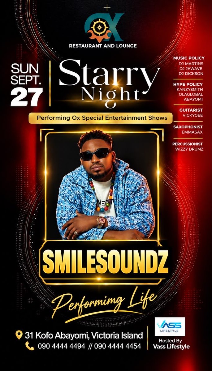 Smilesoundz's tweet photo. Ladies and gentlemen come watch me perform live on the 2th at this month at ox restaurant and bar VI. Hosting by Vass lifestyle.Don’t miss out smilier 
.
#fypシ #viral #reels #foryou #nightlife https://t.co/grP3xu7ZJa
