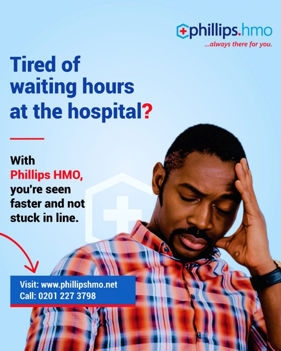 PhillipsHmo1's tweet photo. With @PhillipsHmo1 , you are seen faster and won't be stuck in line. Skip the wait and protect your health with zero stress. 

Get covered today.   

Call: 0201 227 3798   
Visit: https://t.co/PtBPJp50Yq   

#PhillipsHMO #HealthInsurance #LagosHustle #Nigeria #Trending https://t.co/54hiP3szEK