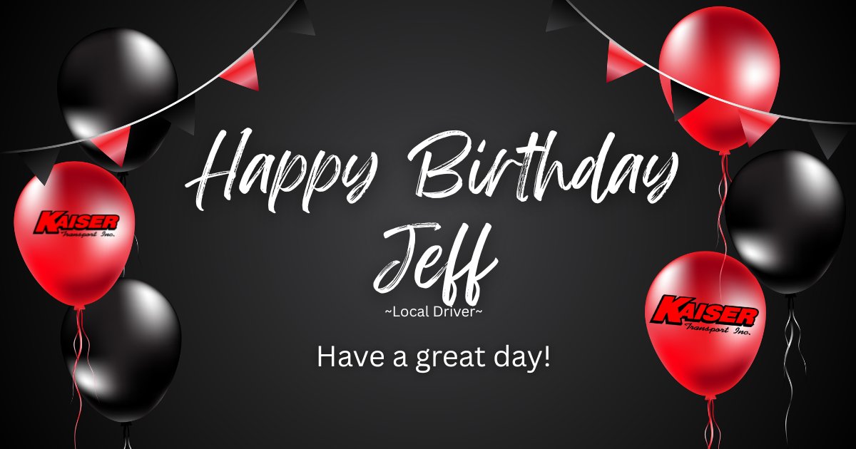 KaiserTransport's tweet photo. #HappyBirthday Jeff π Jeff is one of our local drivers here at Kaiser! Have a great day Jeff!
#trucking #OneOfUs #kaisertransport https://t.co/jOLKuEZ9yf