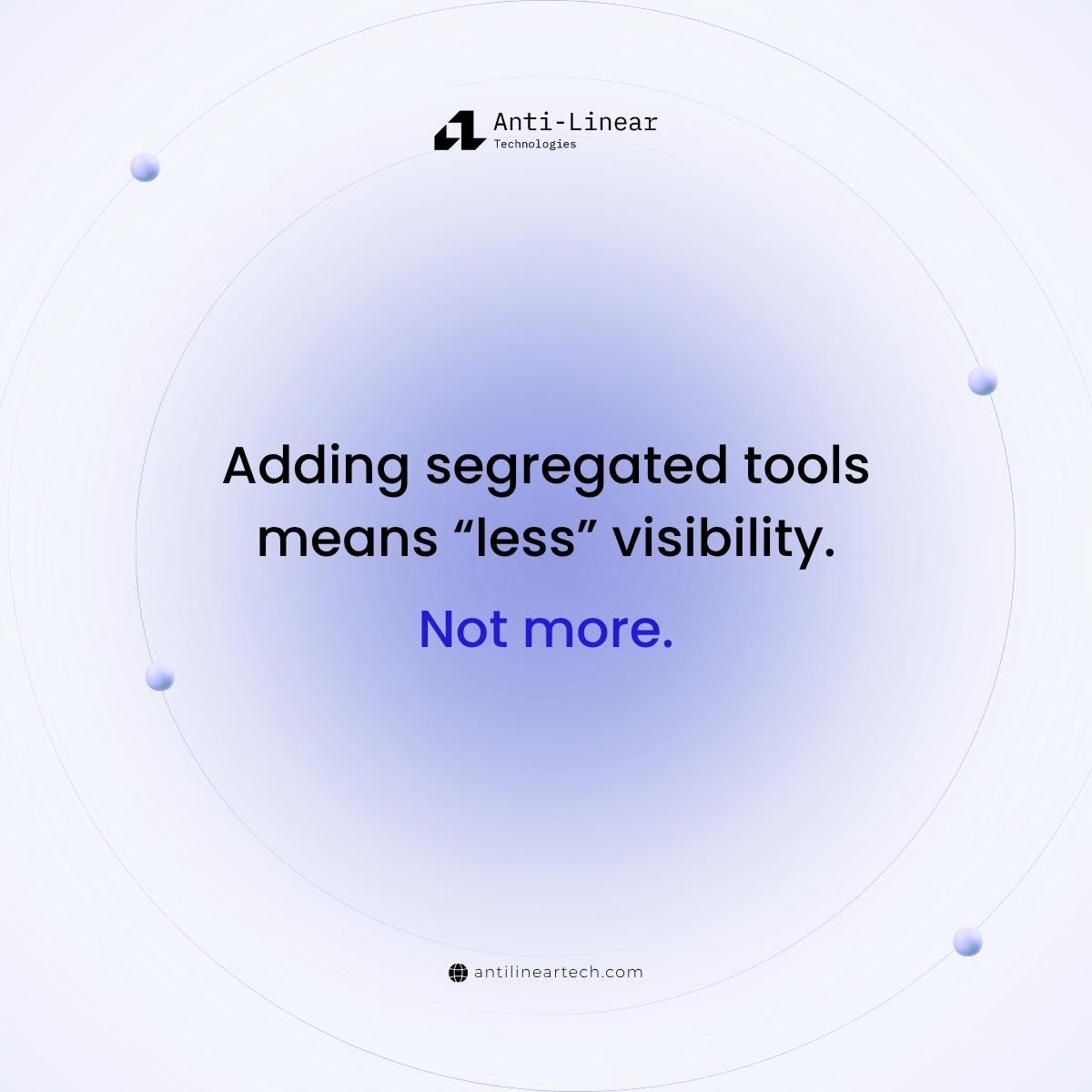 AntiLinearTech's tweet photo. Adding another standalone tool to solve a visibility problem often backfires by creating a new data silo.

Instead of adding an isolated layer, we examine your architecture to connect systems, automate gaps, and build custom interfaces where needed.

ALTomate Your Workflow. https://t.co/xc5wLxwadr