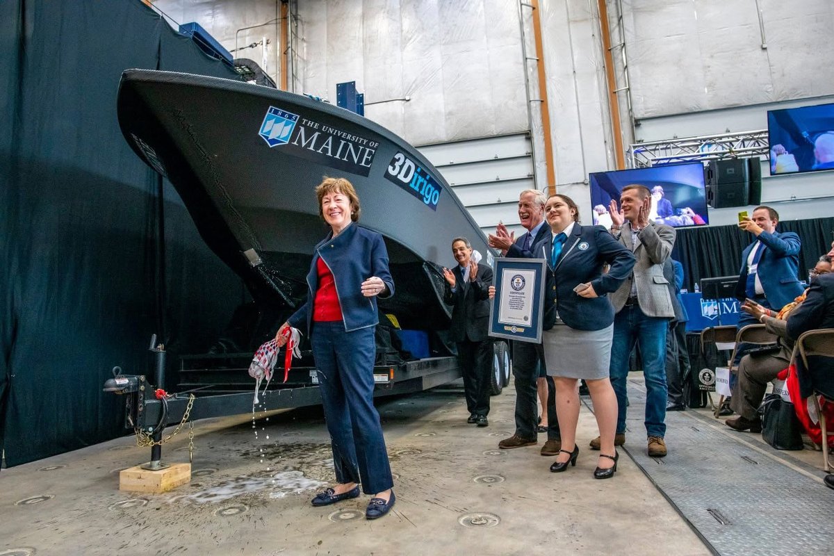 propublica's tweet photo. 12/ Here’s a crazy part: Kao told the FBI that the company’s gov work was of no real value. Its research under his stewardship resulted in products Navatek knew the military would never buy, former employees said.

One example: This 3D-printed boat Collins is posing with 👇 https://t.co/XTFifhfeUF