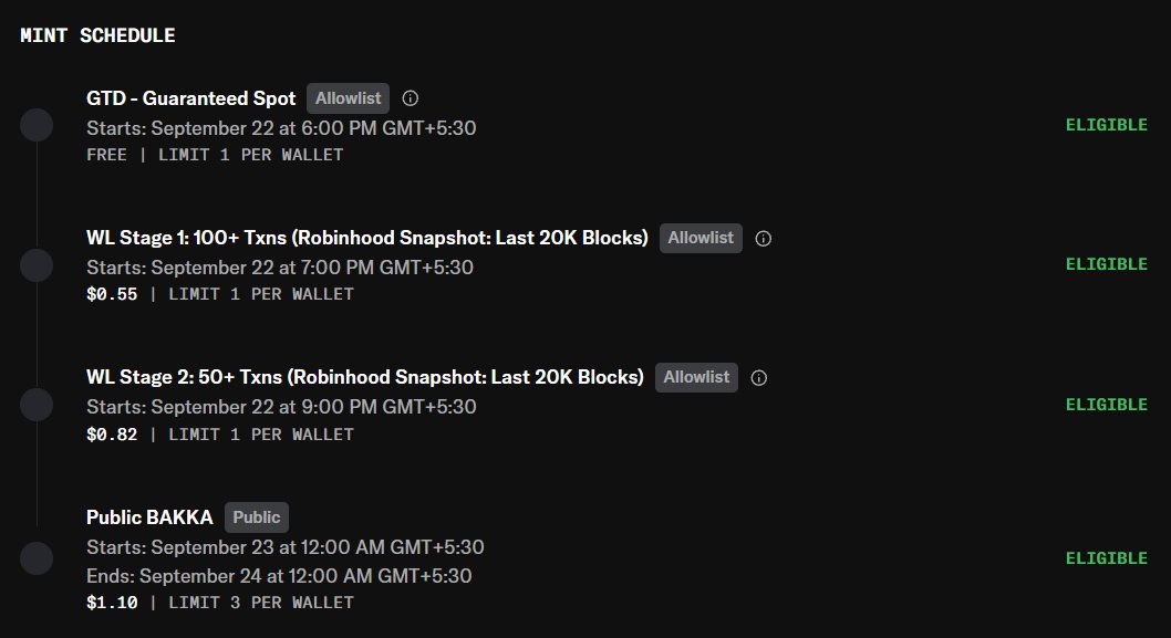 BakkaBot's tweet photo. DATA UPDATED ON OPENSEA.

GTD, WL Stage 1, and WL Stage 2 eligibility data have now been updated on the BAKKA BOT OpenSea Drop.

If you registered but still don’t see your eligibility, send me a DM on X and I’ll check it.

#BAKKABOT #OpenSea #RobinhoodChain #NFT #Web3 #Mint https://t.co/oEhix7sGi1