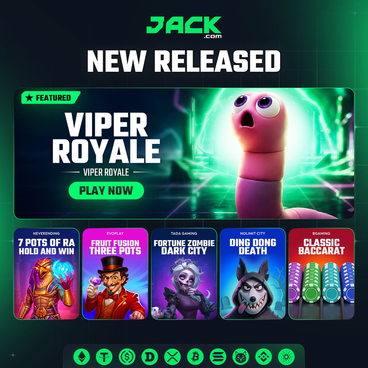 JackCasino's tweet photo. Which new release are you testing first? 👀

Drop your choice below &amp; win a share of 100 FREE SPINS!‍💥

- Repost, love, and tag a friend https://t.co/wsF36K8MZD