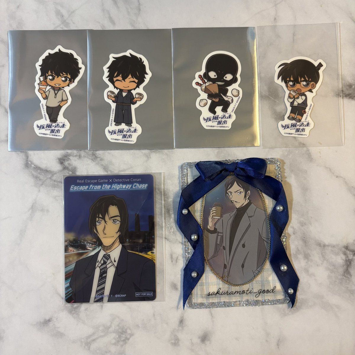 sakuramoti_good's tweet photo. 【交換】名探偵コナン リアル脱出ゲーム 疾風の追走からの脱出

譲￤
ノベルティクリアカード:研二
クリアステッカー:★松田 世良 （犯人 コナン）

求￤
クリカ:同種千速、昨年開催分 高明 ＞異種高明 ＞同種蘭
ステッカー:★千速＆重悟 ＞ 重悟 ＞ 蘭

詳細2枚目確認ください
郵送 Yフリマ可 https://t.co/rGsVUCp7mZ