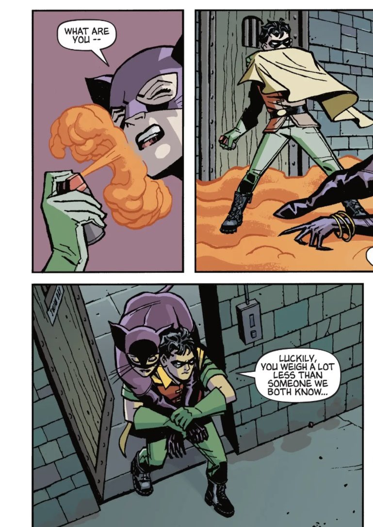 Catwomanlouvre's tweet photo. That time Bruce was in a coma and Alfred told Dick he needed to find the will to live to wake up so Dick stole the Batmobile and kidnapped Catwoman and she fixed him with true loves kiss 🤧 https://t.co/J3EcLS6rOZ