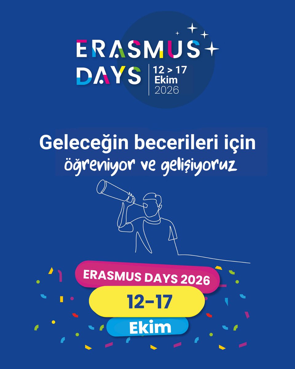 ulusalajans's tweet photo. Erasmus Days’in 10. yılında, projelerimizi görünür kılıyor ve geleceğin becerileri için bir araya geliyoruz! 🌍✨

📅 12–17 Ekim 2026

 Bilgi: https://t.co/rQCIizdeud

#ErasmusPlus #ulusalajans #erasmus https://t.co/w4h7i1RqWj