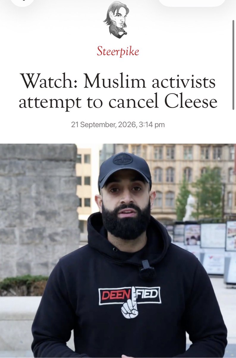 SpeechUnion's tweet photo. Muslim activists have attempted to cancel national treasure John Cleese, demanding that the comedian be “cancelled” over so-called ‘Islamophobia’.

The Free Speech Union stands squarely with @JohnCleese and his right to free speech. Parliament voted to abolish blasphemy laws in 2008 — 18 years ago.

A group called “Deenified” released a video attacking the Fawlty Towers star for ‘using your platform to attack Islam’ and called for his Birmingham show — part of a nationwide tour — to be banned.

The activist accused Cleese of ‘spreading dangerous misinformation and creating hostility against Muslims’.

Once again, the term ‘misinformation’ is being weaponised to silence those who do not subscribe to the prevailing narrative.

The activist said of Cleese and his comments: ‘That’s hate speech and you’re just a hate preacher’.

The Islamic website 5Pillars also suggested that demands for Cleese’s Birmingham show to be cancelled could be replicated in other cities with ‘substantial Muslim communities’.

Fortunately, John’s show went ahead without incident.

We must not let an Islamic blasphemy law take root in Britain. It is not a crime to criticise, debate or mock any religion in the UK.

Read more below 👇