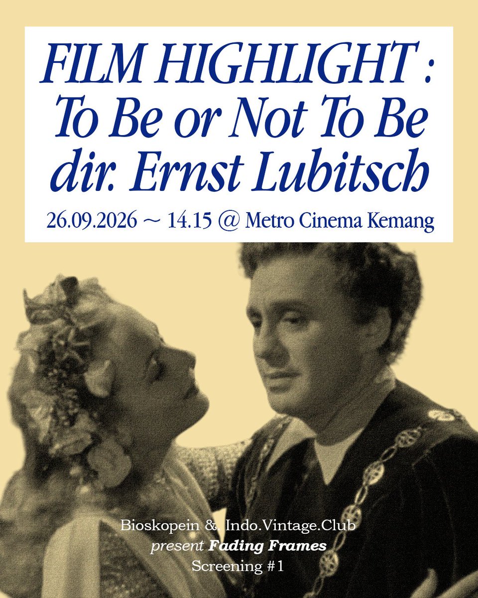 Bioskopein's tweet photo. @metro_cinema FILM HIGHLIGHT : TO BE OR NOT TO BE (1942) dir. Ernst Lubitsch. 99 Min. United Artists Pictures.

Screenwriters. Melchior Lengyel, Edwin Justus Mayer, Ernst Lubitsch.

Cinematographer. Rudolph Maté

Editor. Dorothy Spencer

Cast. Carole Lombard, Jack Benny, Robert Stack. https://t.co/XzgGzJnKbW