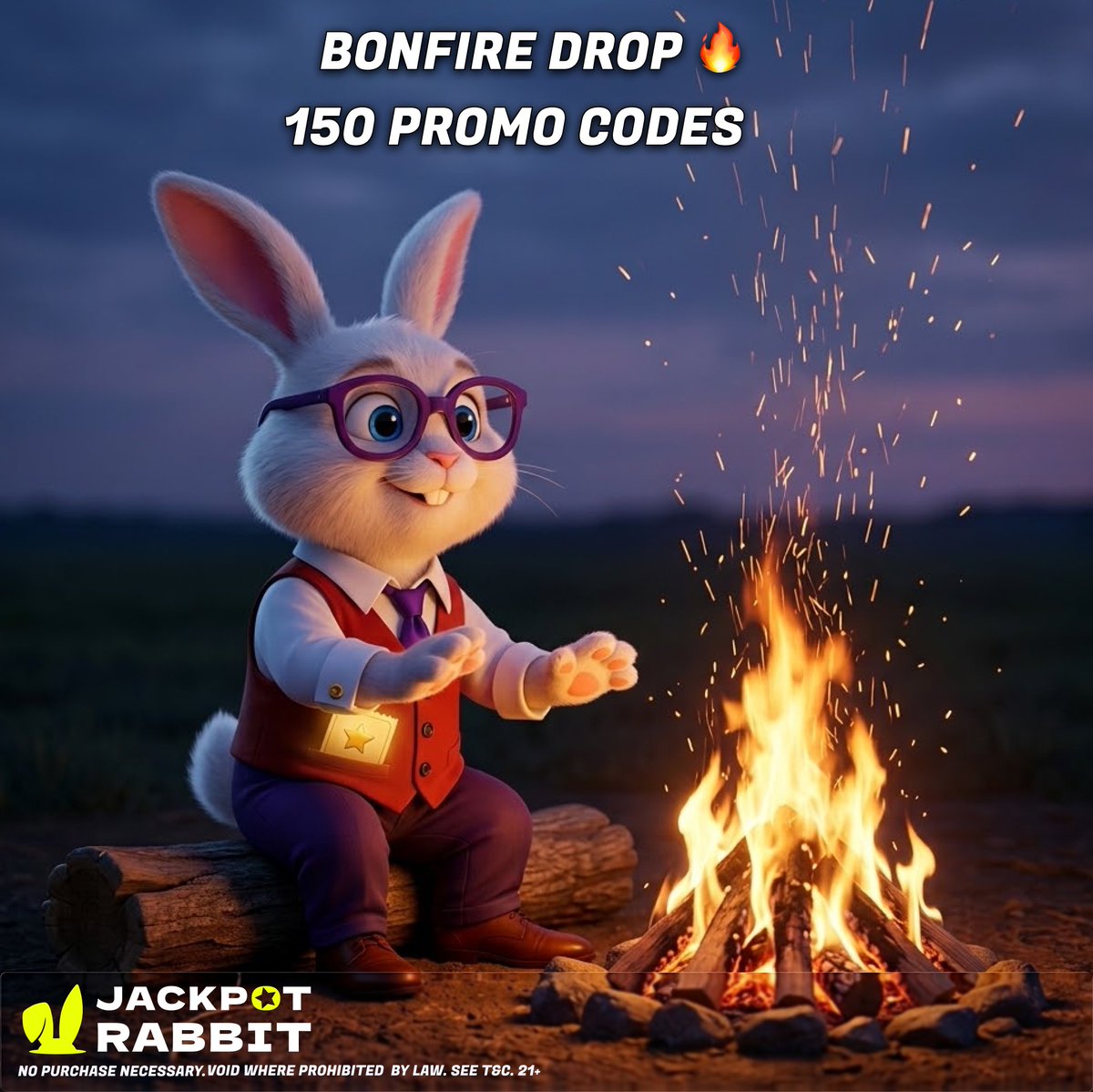 JackpotRabit's tweet photo. 🔥 Cold evening, tall fire, full pockets.
Tap the link below — your bonus applies itself 🎁
150 promo codes going around the fire.
1️⃣ Like &amp; RT
2️⃣ Reply 'BONFIRE' to charge your luck ⚡
#JackpotRabbit
https://t.co/pQ4qNuB4hs https://t.co/KvEbPwm56Y