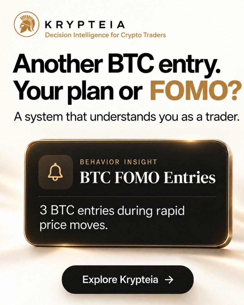 krypteia_AI's tweet photo. A trade tells you what happened.
A pattern can reveal what keeps happening.
Krypteia surfaces recurring behaviors across your crypto trades, then lets you explore those insights with AI.
What’s harder to catch in your own trading: FOMO entries or impulsive exits? https://t.co/E6Uu2dZVCP
