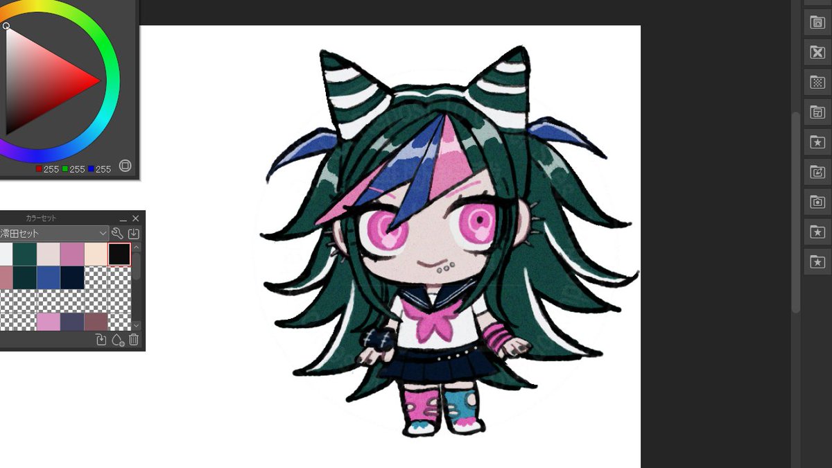 gentian_666's tweet photo. 澪田ちゃんみたいな装飾が多いキャラってデフォルメ化難しいけど今回はなんか良い感じに描けてるかも？ https://t.co/oNbkaxZpmH