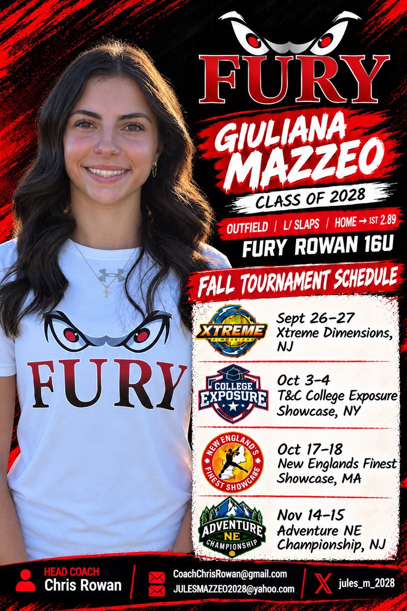 jules_m_2028's tweet photo. 🚨Schedule drop🚨So excited to get back at it this fall and face some great competition!! Come check us out ⬇️
#goafterit #lefty #outfield
@chrisrowan2323 @ericholtz1313 @Fury_Rowan @GameOn_13 @tagupSoftball https://t.co/4YXlmBxfSx
