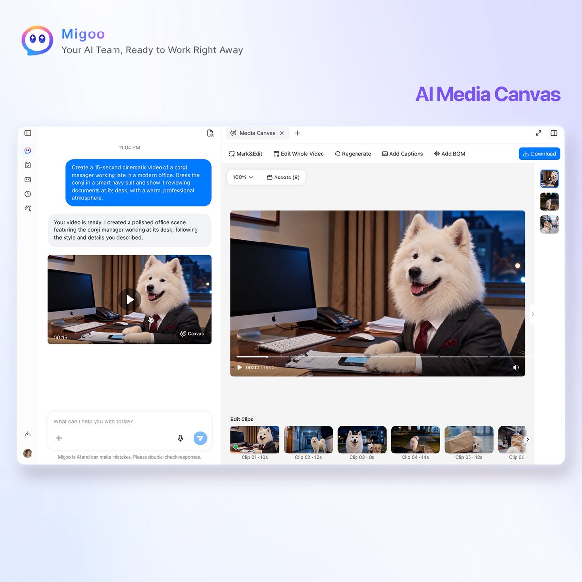 MigooAI's tweet photo. 1/ Desktop App
2/ Thousands of templates
3/ AI Document Canvas
4/ AI Media Canvas https://t.co/RTRSh14eMX