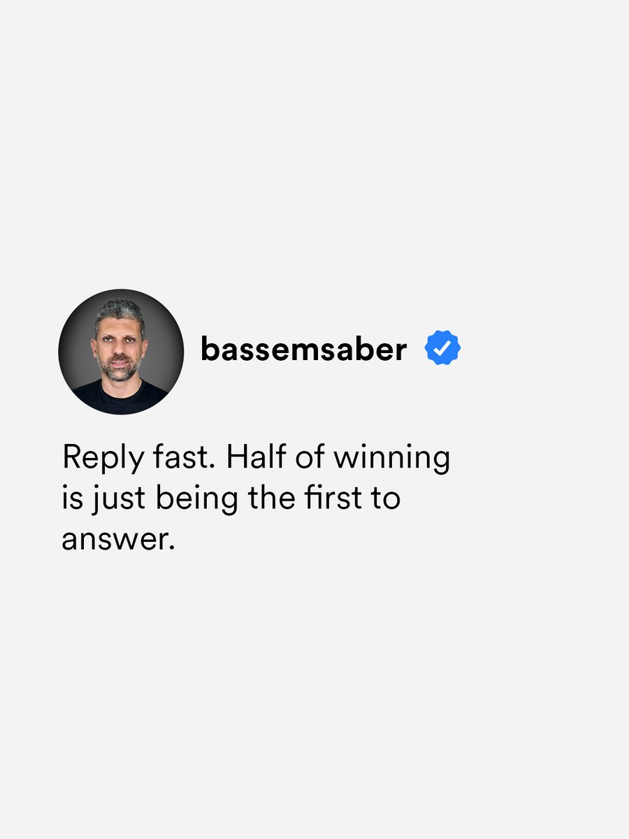 BassemSaber_'s tweet photo. Speed is the cheapest competitive advantage—and most businesses waste it.

You don’t need a better product or lower price. Just respond while the customer still cares.

Everyone optimizes the offer. Almost nobody optimizes response time.

That’s the gap. https://t.co/hLbOopagKY