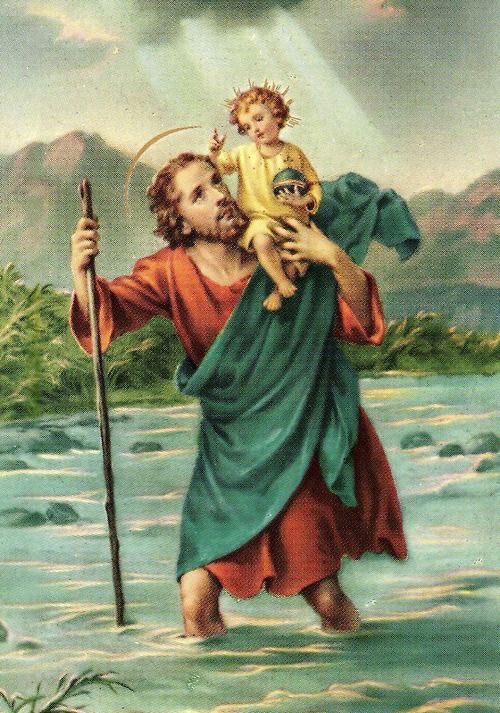 PrayTheRosary's tweet photo. Saint Christopher, patron saint of travelers, pray for us https://t.co/1WcoICLj3z