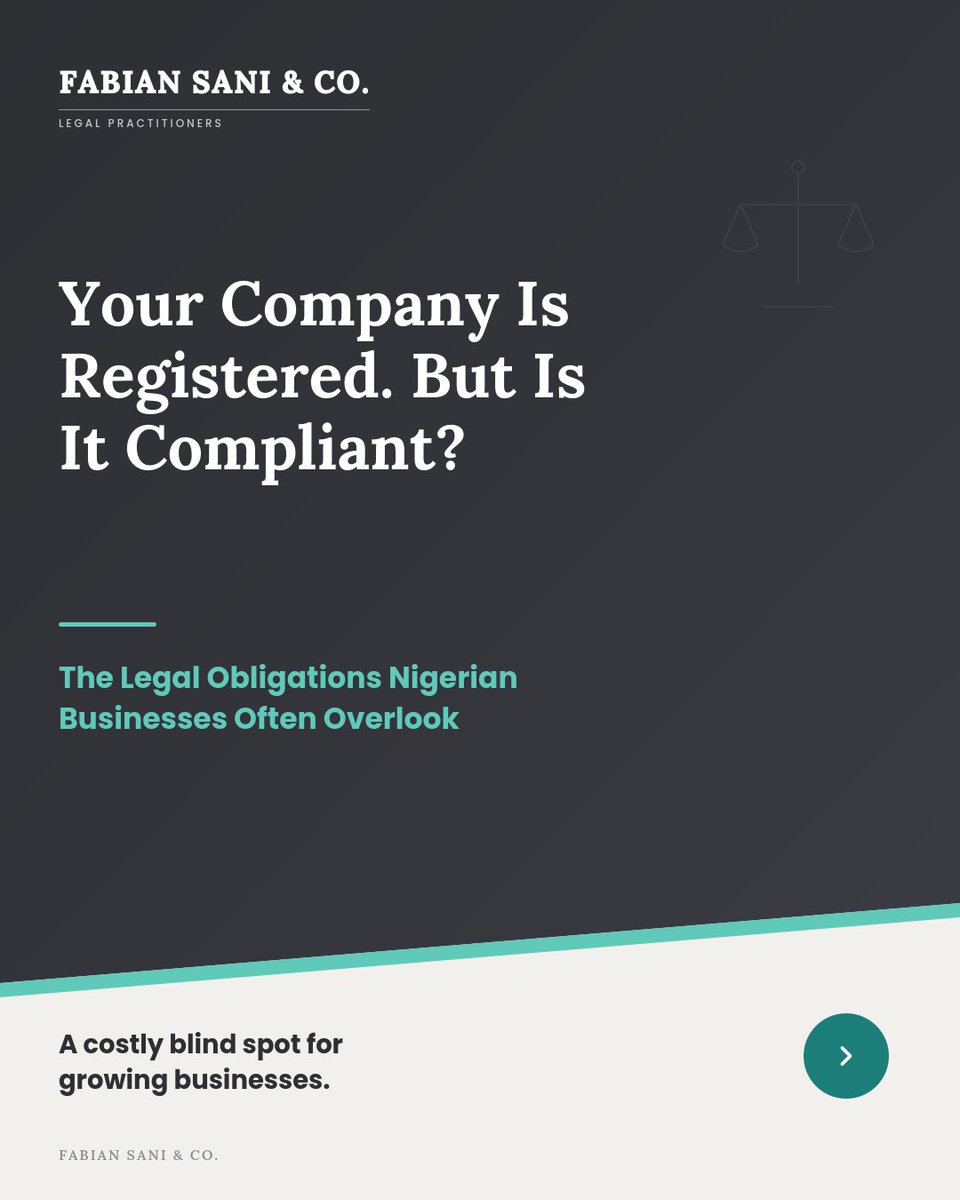 FASANICO8n's tweet photo. This article, breaks down what Nigerian business owners should understand about compliance beyond simply registering with the CAC.

If you own, manage or advise a business, this is worth reading.

https://t.co/HEmBYOWXn5 https://t.co/XfkC7iMHxe