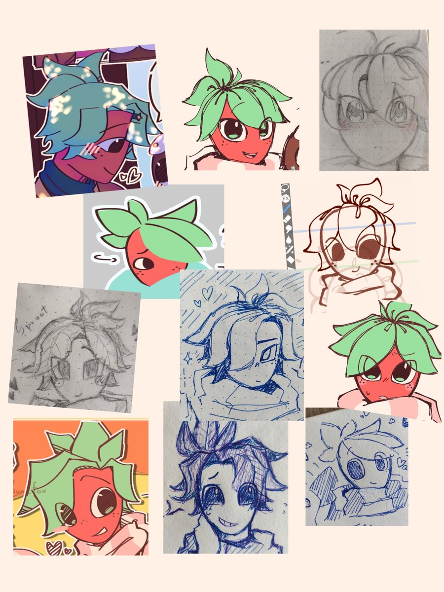 FafKun_fox's tweet photo. To be honest, I'm pretty unhappy with the hairstyles I've drawn for Sprout. So... I'M GOING TO BECOME A HAIRSTYLES!!

#dandysworld https://t.co/r48IWdORbi